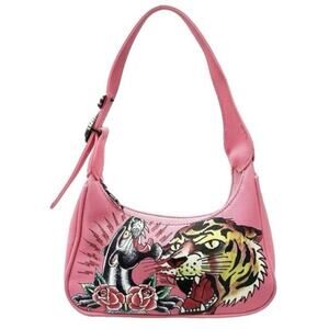 NEW Ed Hardy x Siberia Hills Collab Pink Tattoo Tiger Panther Y2K Hobo Bag Purse